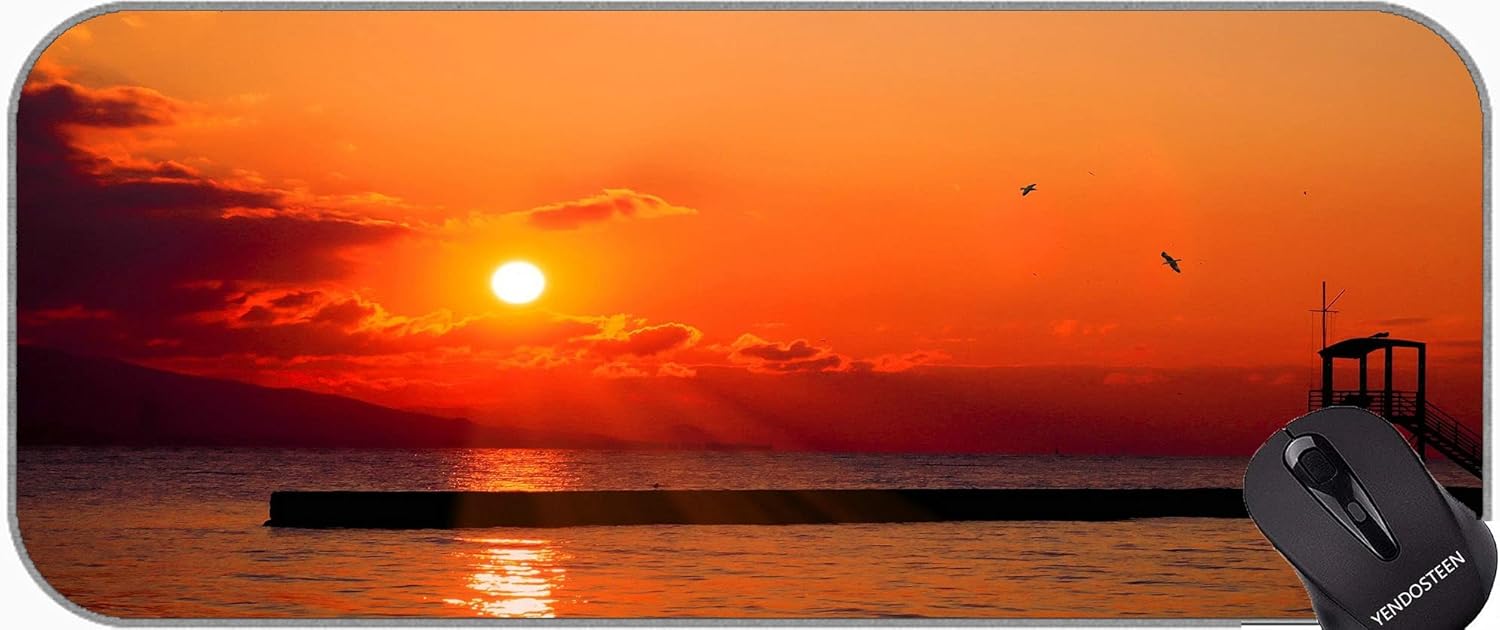 Extra Large Gaming Mouse Pad,Sailing Boat Mastes Rigging Boat Sail Sea Ship Mouse Pad with Stitched Edges