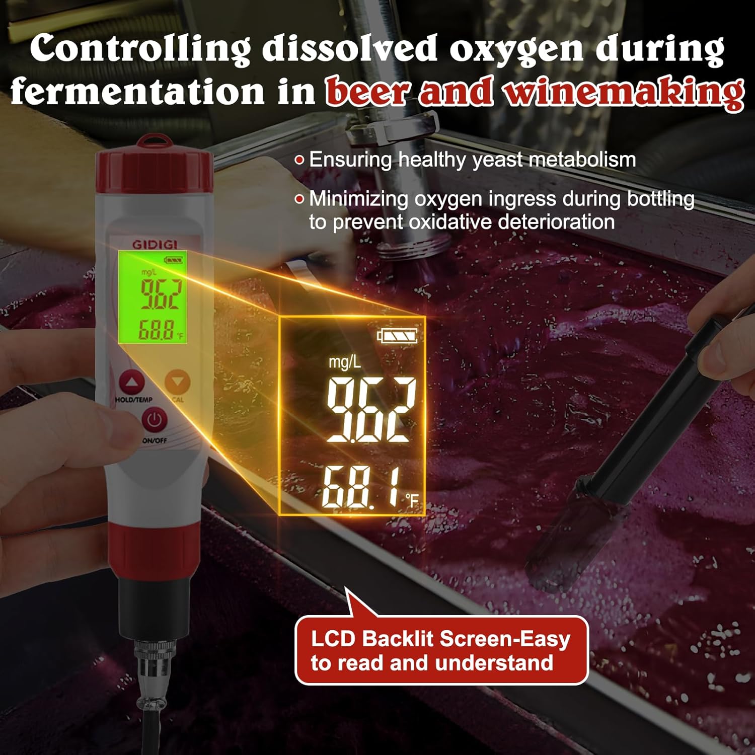 Dissolved Oxygen Meter Test Kit,Pond Oxygen Tester,DO Meter with Replaceable Membrane Cap, Zero Oxygen Water, Electrolyte,for Pond Aquarium Wastewater 0.0-40.0 mg/L