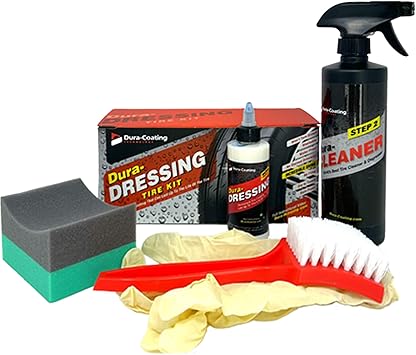 DURA-COATING TECHNOLOGY, Dressing Total Tire Kit, Single Car Kit - All Inclusive Tire Shine, and Cleaner Kit for a Lasting Shine and Brilliant Finish - 16 Ounce Tire Cleaning Spray - Made in The USA