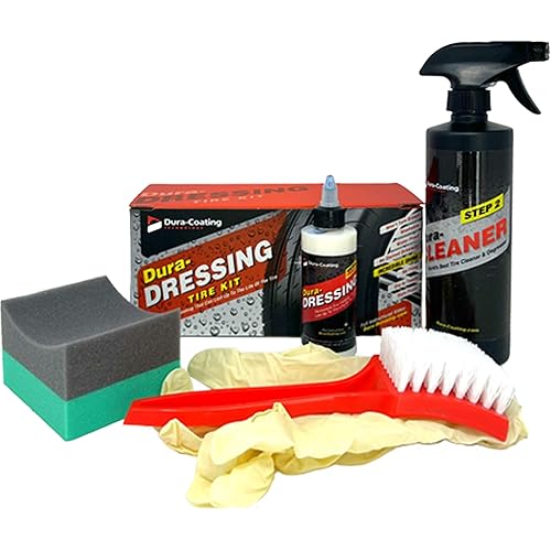 DURA-COATING TECHNOLOGY, Dressing Total Tire Kit, Single Car Kit - All Inclusive Tire Shine, and Cleaner Kit for a Lasting Shine and Brilliant Finish - 16 Ounce Tire Cleaning Spray - Made in The USA