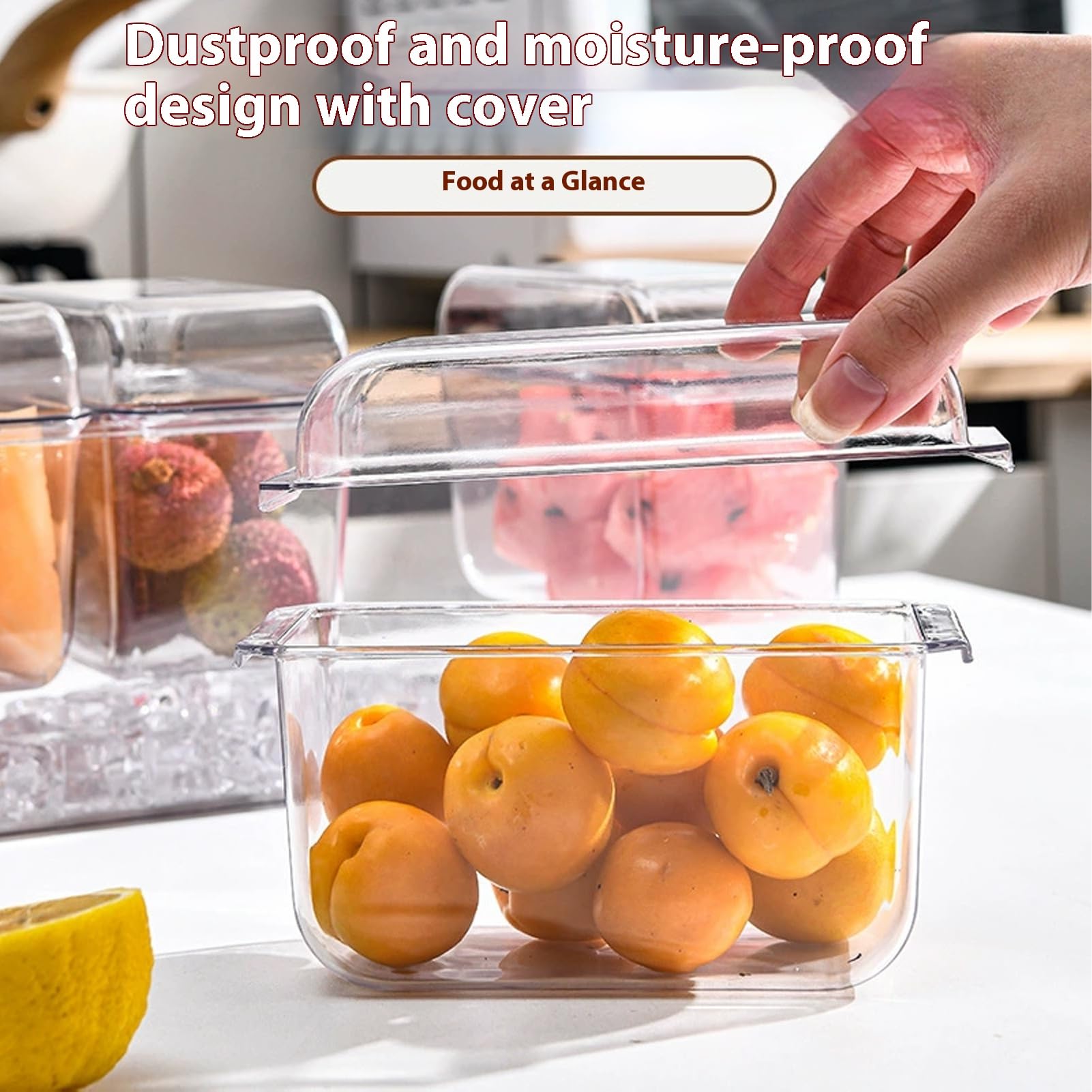 Gorger Organizzatori trasparenti per frigorifero con manici, contenitori per alimenti, contenitori impilabili per insalata con coperchio, contenitori per la preparazione dei pasti, organizer