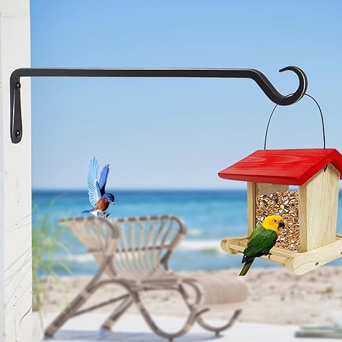 Miniatura 10 de Paquete de 2 colgadores de plantas de 16 pulgadas, ganchos resistentes para colgar plantas al aire libre, colgador de comedero de pájaros