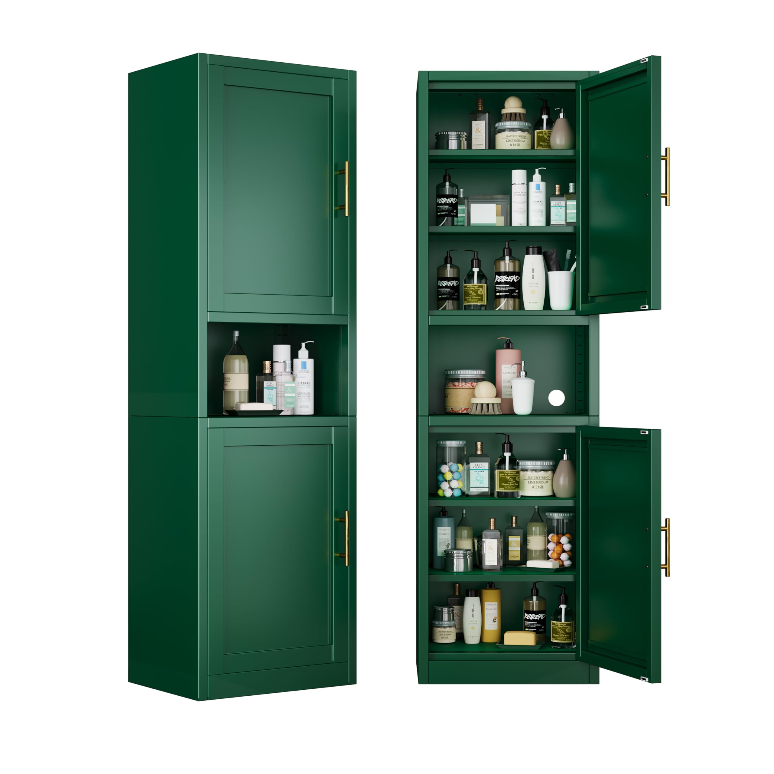 GAIOUS 66.93" Tall Kitchen Pantry Cabinet, Metal 6-Tier File Storage Cabinet with 2 Doors & Shelves, Modern Steel Bathroom Storage with Open