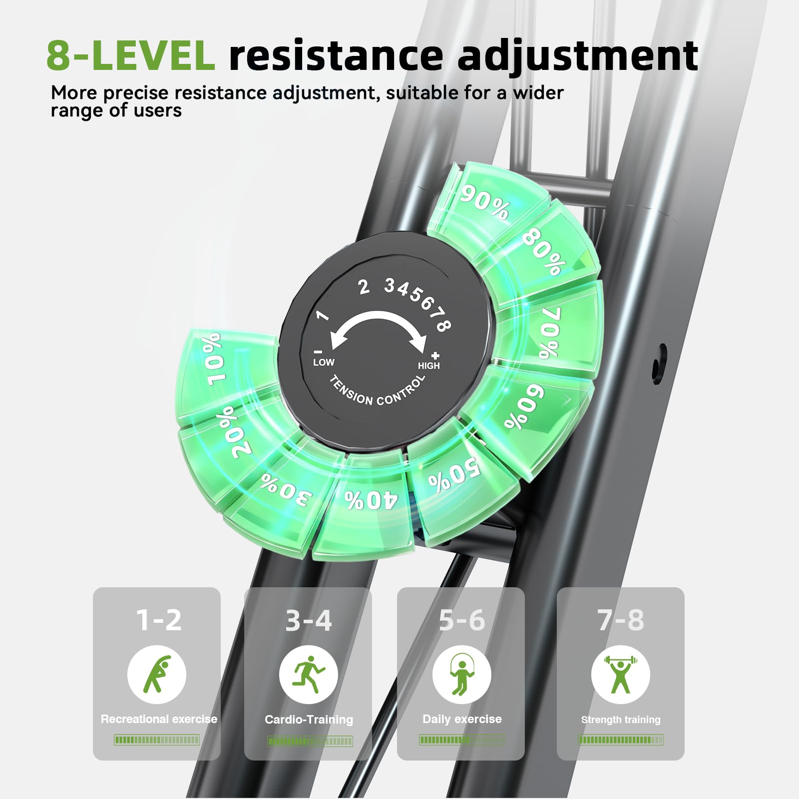 Vélo d'appartement pliable 4 en 1 avec écran LCD et mesure du pouls - 8 niveaux de résistance magnétique, capacité 120 kg