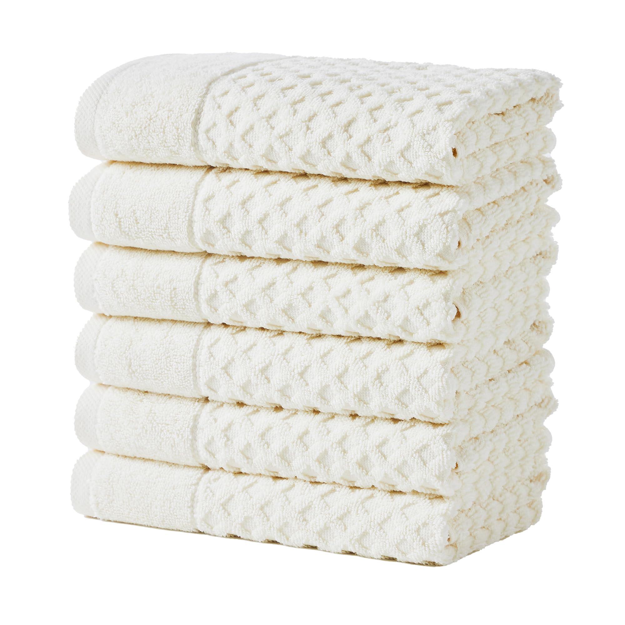 Great Bay Home Hand Towels - 100% Cotton 6 Pack 26x16 Hand Towel Set - Absorbent, Durable, Quick-Dry Towels for Bathroom (Ivory)