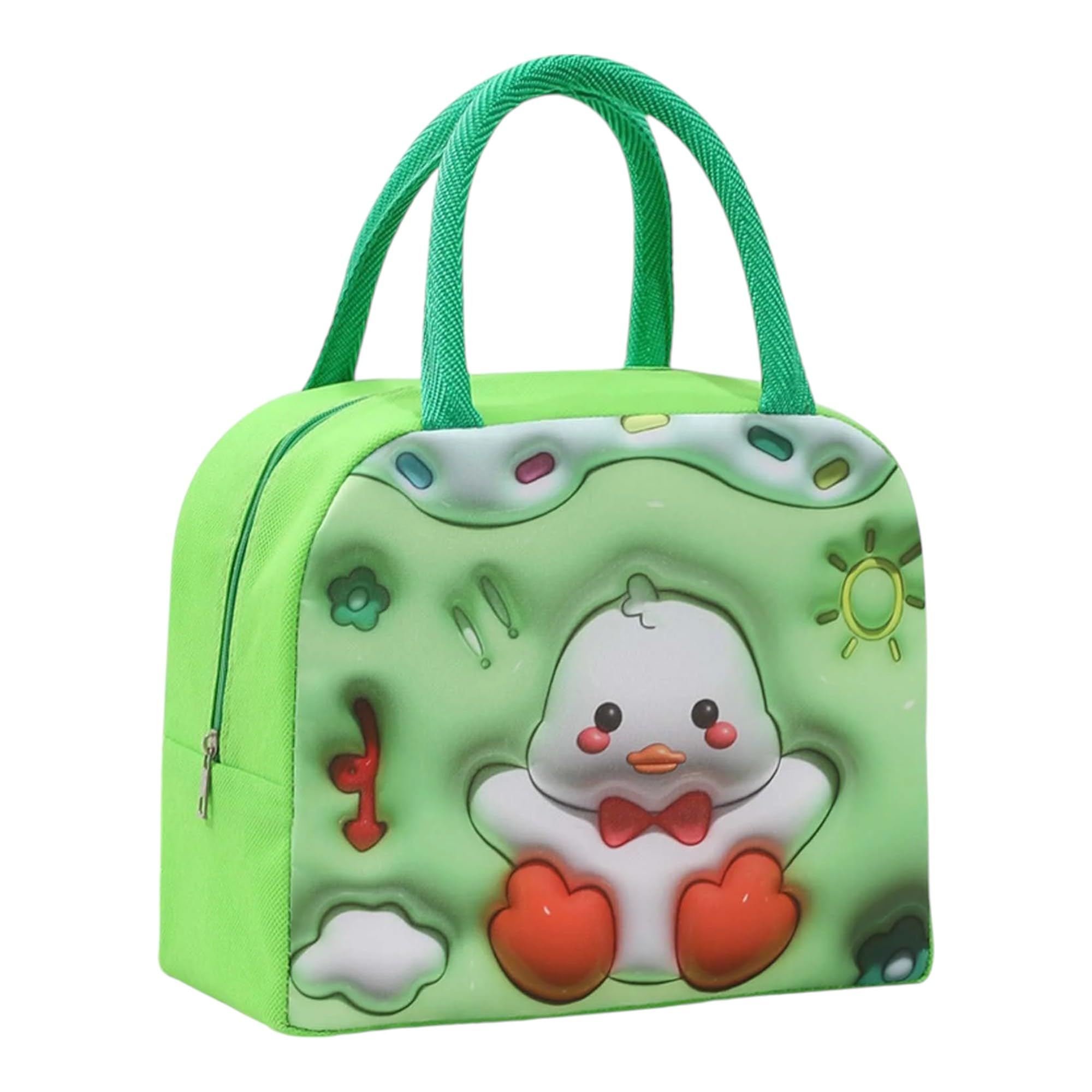 SHAKTISM Lunch Bags Insulated Lunch Tiffin Carry Bag, Cartoon Small Size Hot Cold Bag for Office Travel School Picnic for Girls, Boys, Men & Women -1Pc (Green Duck) (B0DHRXTY2N) Amazon Price History, Amazon Price Tracker