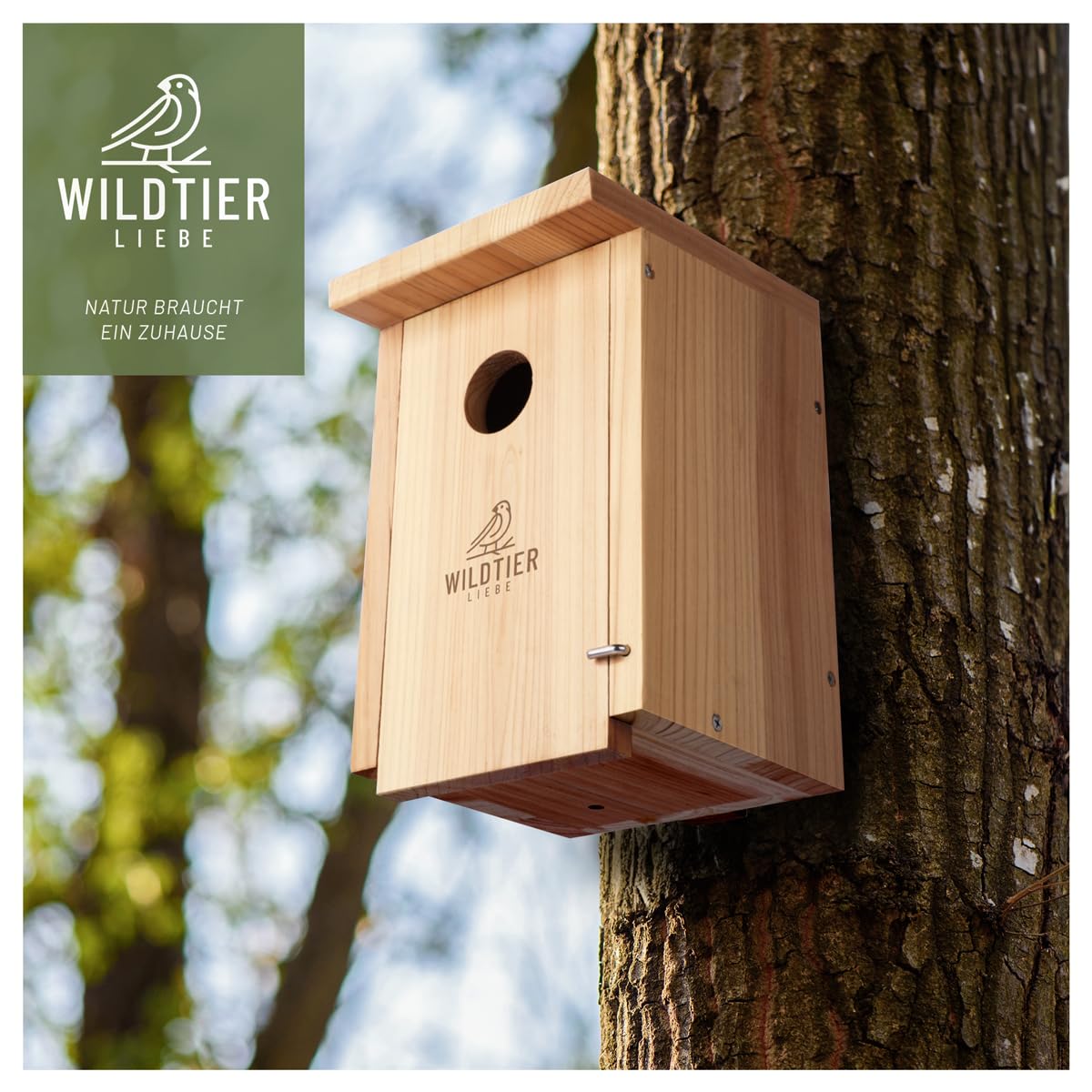 wildtier liebe Starenkasten Großer Nistkasten für Stare - Vogelhaus Nistkasten für Star aus Unbehandeltem Massiv-Holz, Starennistkasten Wetterfest und Artgerecht nach NABU