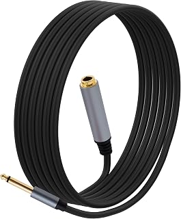 1/4インチ TS延長ケーブル、3M 6.35mm モノラルオス-メス 1/4インチコネクタ オーディオ延長ケーブルコード アンプ、ヘッドホンギター楽器用 -9.8フィート