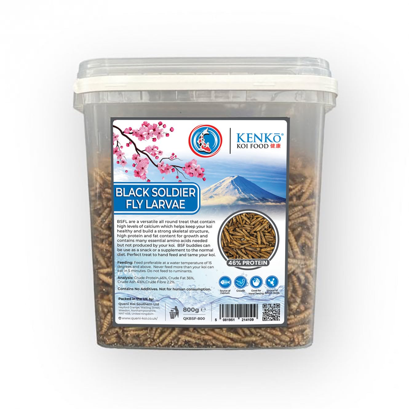 KENKO KOI FOOD Black Soldier Fly Koi Treats – High Calcium Natural Protein Fish Food for Growth & Immunity – Premium Snack for Koi, Carp & Pond Fish (800g)