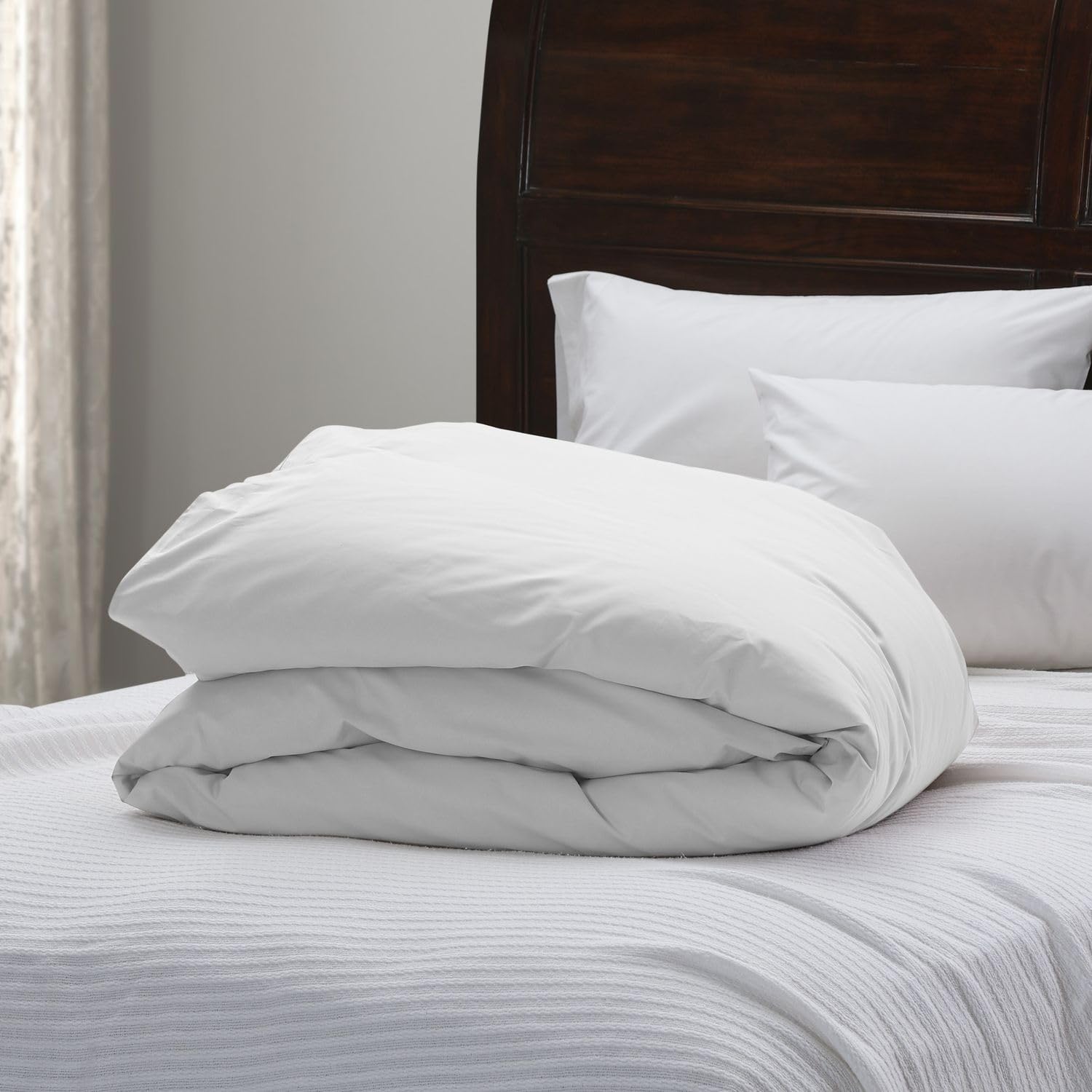 Cuddledown Signature Organic Percale Duvet Cover | 100% Organic Cotton | Premium Quality| Soft | Breathable | Button Closure | Queen| White