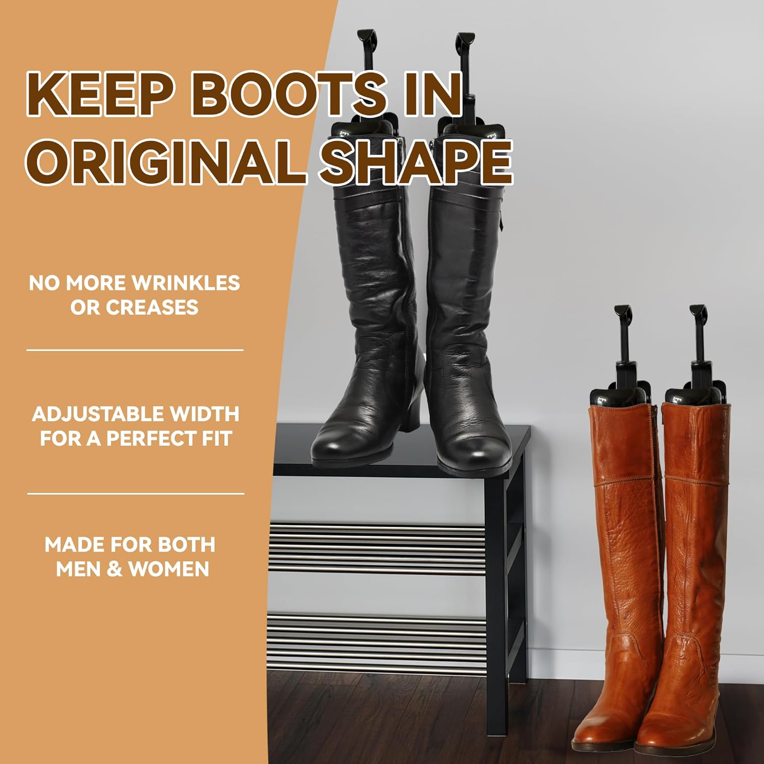 4 Pairs Boot Stretcher Tree Shapers Calf Stretcher,Shape Holders for Cowboy and Tall Boots Shape - Image 7