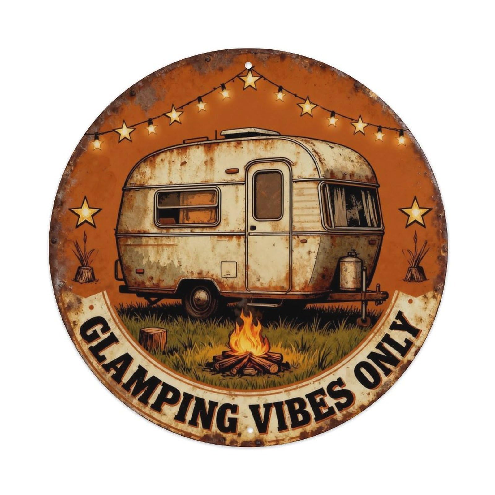 Glamping Vibes Only Metal Tin Sign Plaque