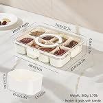 2 Pack Snackle Box Container, 8 Compartments Snack Box, Portable Serving Tray with Lid and Foldable Handle, Snack Organizer for Fruits, Snacks, Nuts, Veggies, Ideal for Travel & Picnics