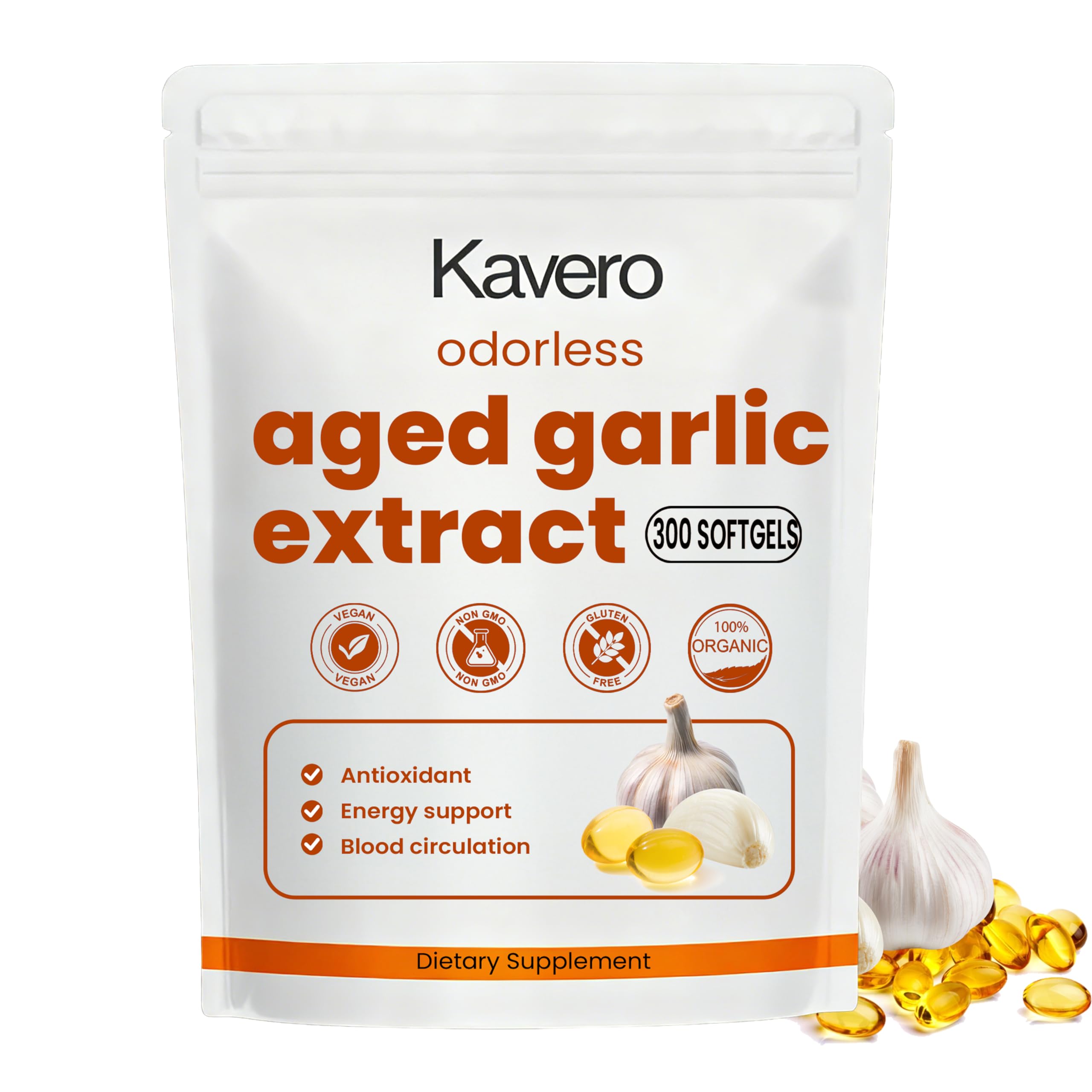Aged Garlic Extract, Aged odorless Garlic Supplement /300 Softgels 1