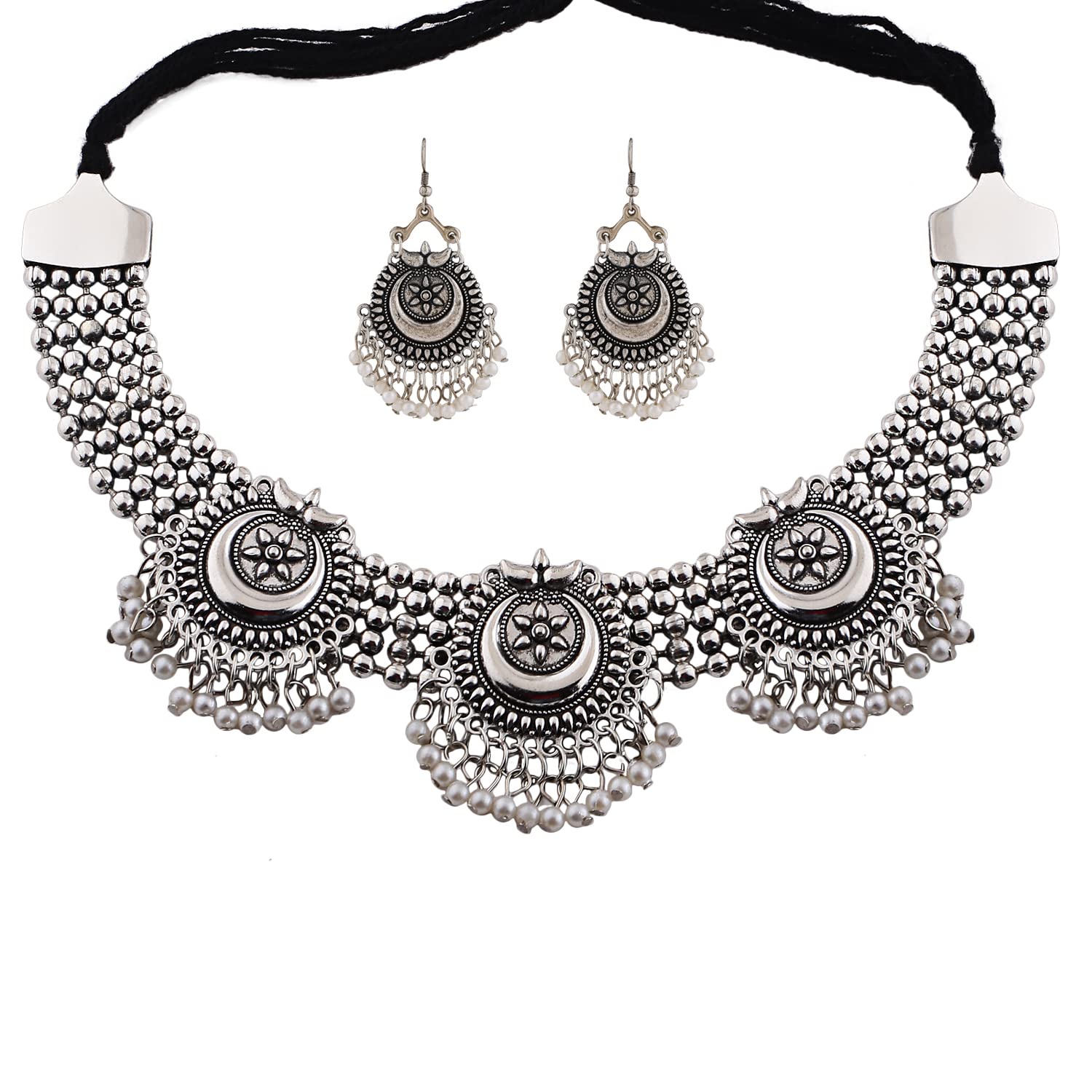 Shining Diva Fashion Latest Stylish Traditional Oxidised Silver Necklace Jewellery Set for Women (13151s) (B0BFQBNFLW) Amazon Price History, Amazon Price Tracker