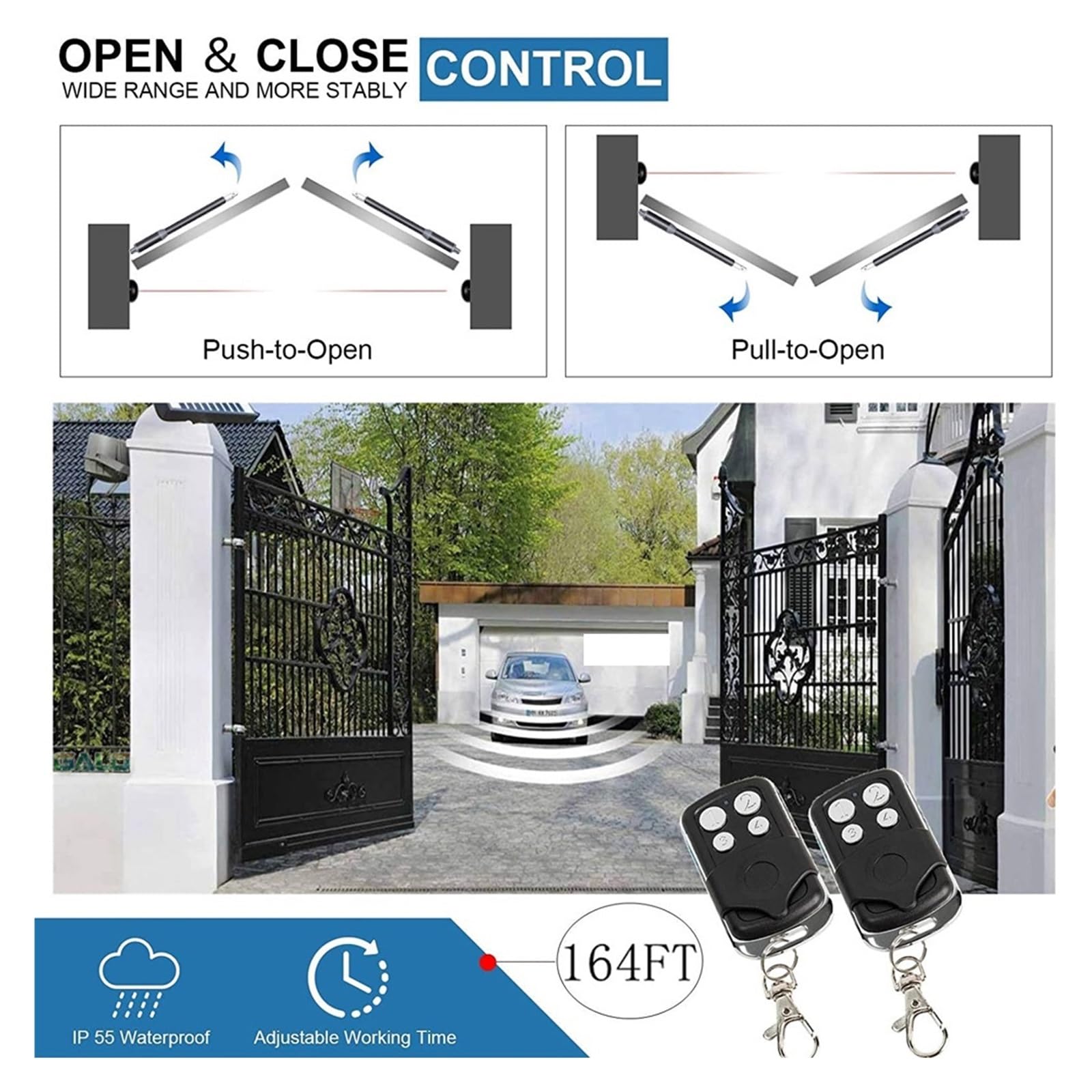 Motore Cancello Scorrevole, AC110V/220V A 24V Elettrico Automatico Forte Doppio Braccio Battente Apri del Cancello Fino A 660 Lbs Hardware Porta KIT(KIT H)