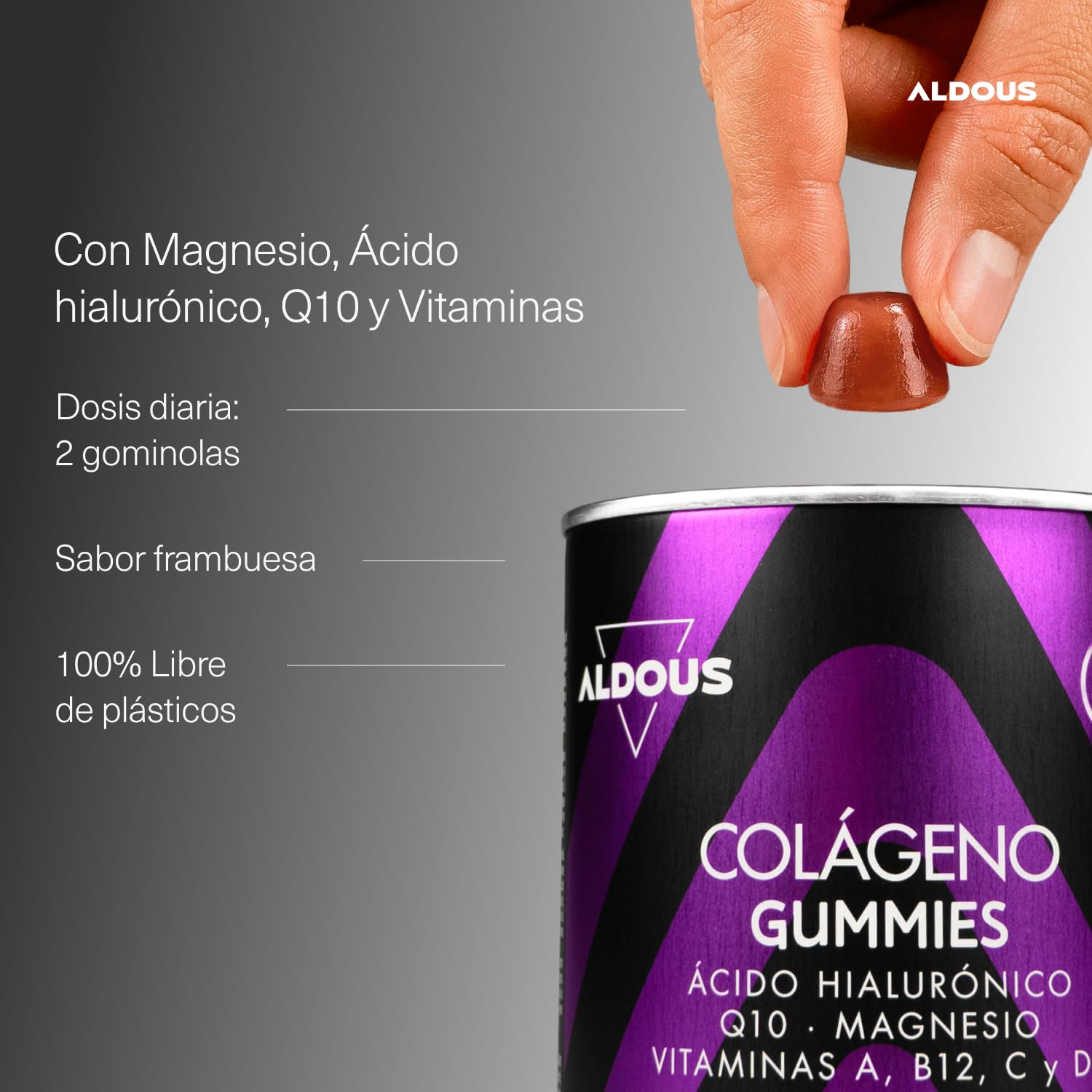 Aldous Bio Collagen with Magnesium and Hyaluronic Acid - 120 Gummies - With Q10 and Vitamin C, B12, D3, A - Pure Hydrolyzed Collagen for Strong Joints, Smooth Skin and Energy - ALDOUS Collagen in use