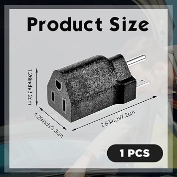 Flutesan 1 Piece 6-15p to 5-15r Us Plug Adapter, 3 Prong 15 Amp