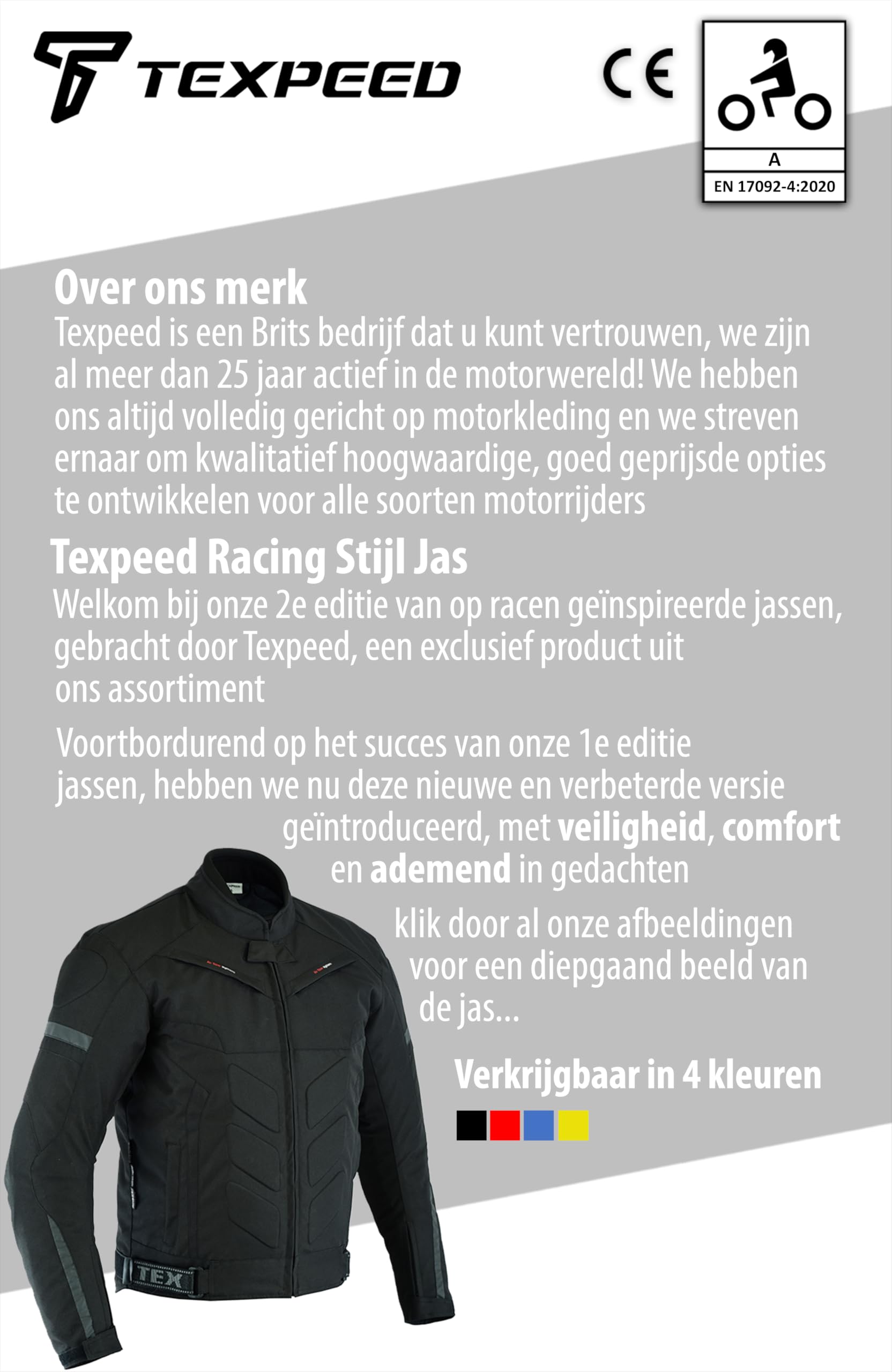 Motorjas voor dames - Waterdichte textiel Cordura jas voor dames met bescherming CE (EN 1621-1) - Texpeed - Zwart - 5XL
