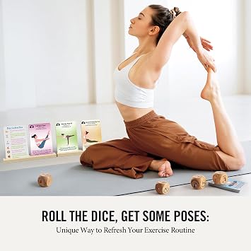 Homotte Wooden Yoga Dice and Yoga Cards Set for Kids 3+