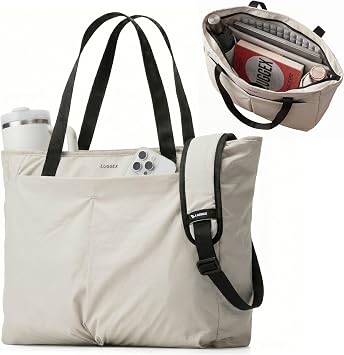 LUGGEX Laptop Tote Bag, 13-15.6 In Work Tote with Laptop Compartment, LTX04 | Lightweight Water-resistant Ripstop Nylon; Adjustable Shoulder Strap; Padded Laptop Sleeve; Luggage Sleeve; 2 Bottle Pockets