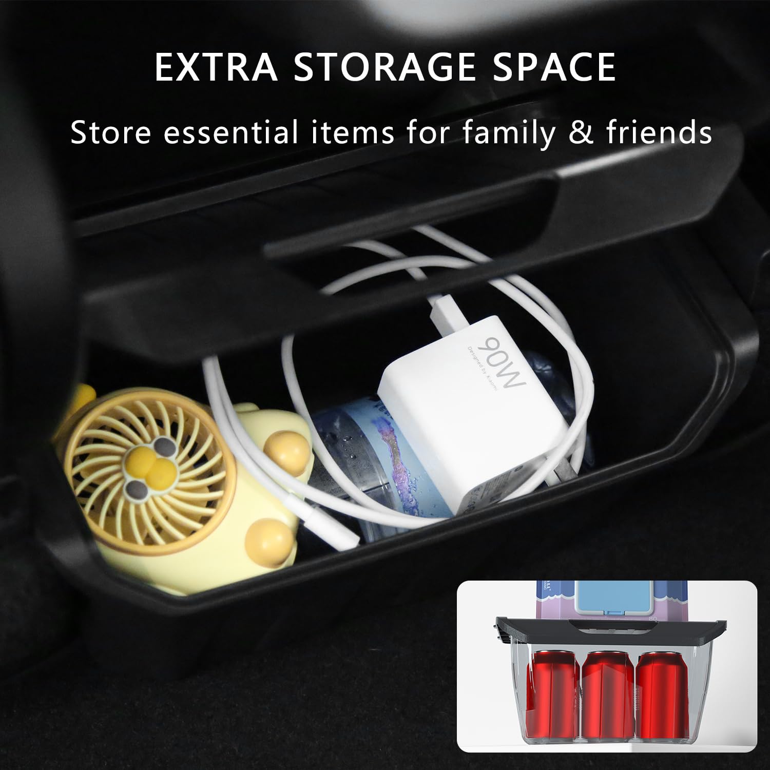 Arcoche Model Y Boîte de rangement pour console centrale arrière en TPE pour Tesla Model Y 2024 2023 2022 2021 2020