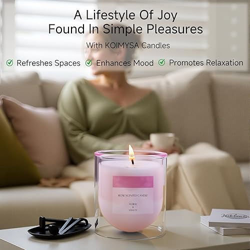 Miniatura 6 de Velas aromáticas de rosas, velas de aromaterapia florales rosas, regalos para mujeres amantes, cera de soja no tóxica
