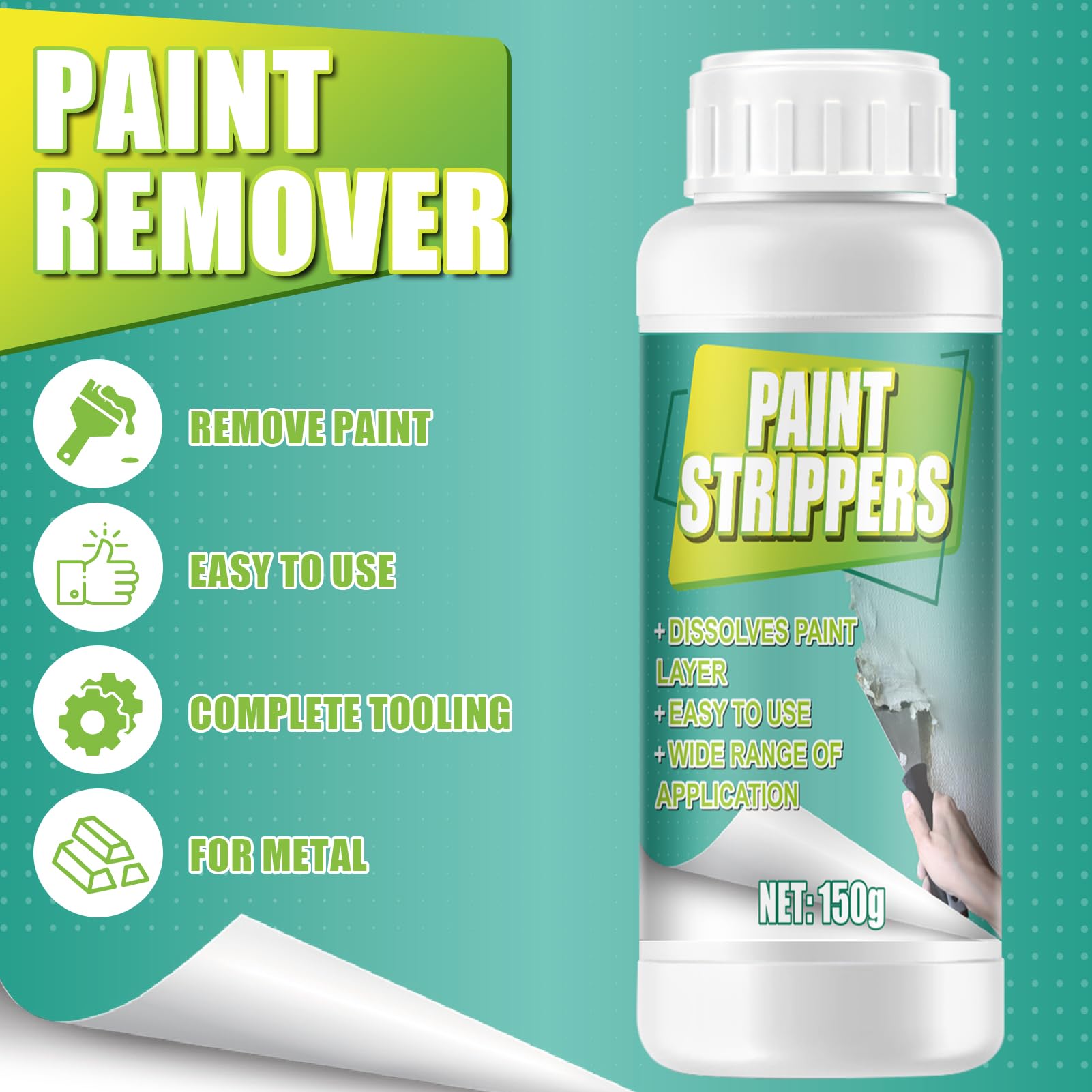 Décapant Peinture Puissant pour Métal et Bois 150g avec Pinceau et Gants