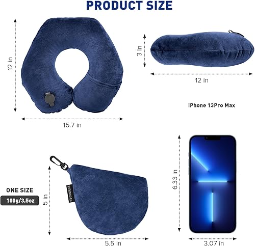 Miniatura 7 de Rewondah Almohadas de cuello para viajes, almohada inflable de viaje, almohada cervical inflable para viajar en avión con funda lavable de