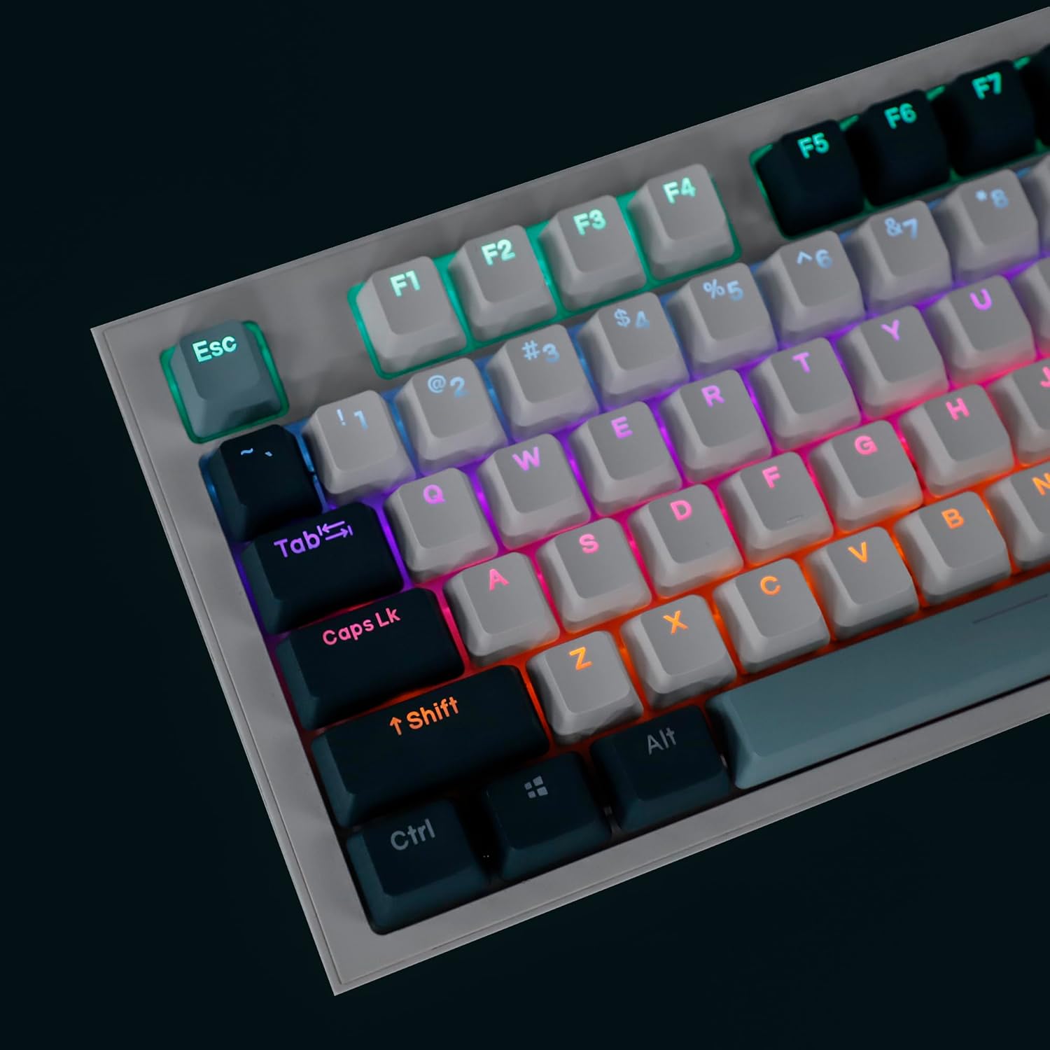 YMDK Double Shot 108 Dyed PBT Shine Through OEM Profile Rainbow Carbon Sunset Keycap for MX Switches Mechanical Keyboard（Only Keycap） (Botanical)