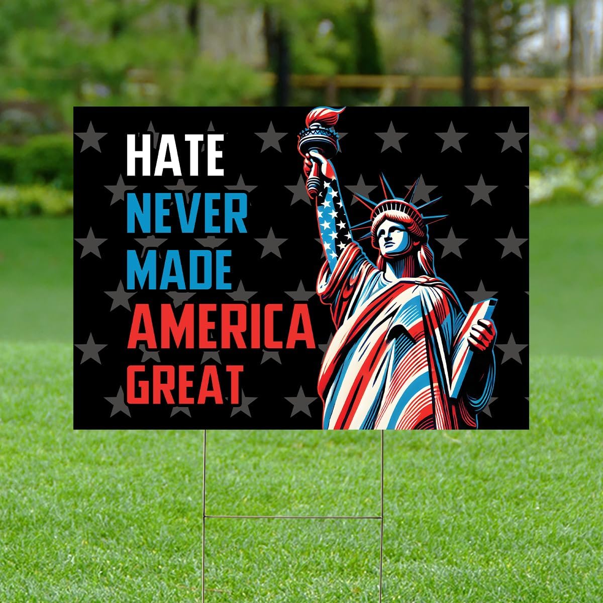 ThuhaTree Store Hate Never Made America Great Yard Sign, Patriotic Us Yard Sign, Patriotic yard signs