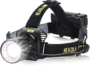 haoyehome Head Torch Super Bright, Head Torches LED Super Bright 110000 Lumens with Motion Sensors, 4 Modes, Zoomable, Head Torch Rechargeable for Camping Hunting Walking Fishing Biking Yellow