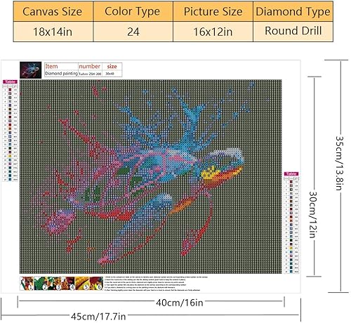 Miniatura 4 de TISHIRON Pintura artística de diamantes 5D de animales, taladro completo, tortuga marina, arte de diamantes para adultos, kits de pintura para