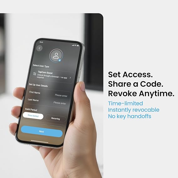 Lockly TapCom App-Free Video Intercom & Smart Door Lock Upgrade, Patent Pending, Tap or Scan Guest Access, Works with Your Existing Smart Lock
