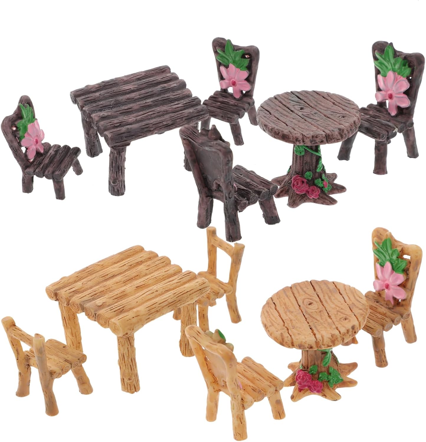 balacoo 4sets Fairy Garden Fairies Kit Miniature Table and Chair Set Resin Micro Landscape Decor