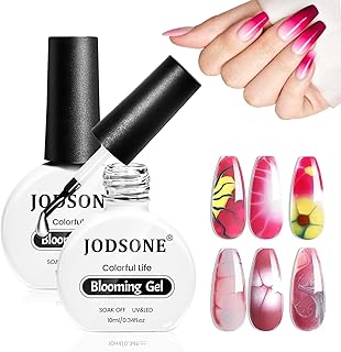 JODSONE Blooming Gel Nail Polish,2pcs 10ml Clear Blooming Gel for Marble,Watercolor,Floral Print,Gradient & Tie Dye Nail Art Effects for Women