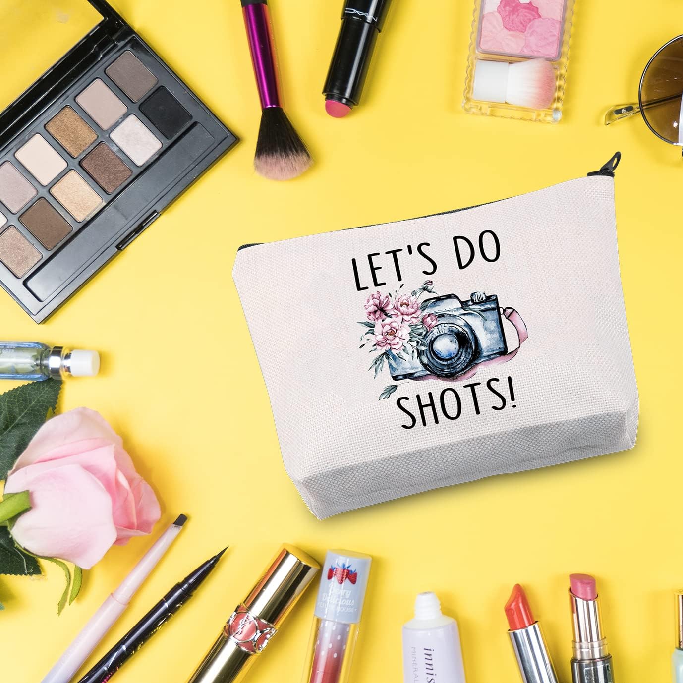 G2TUP Camera Lover Gift Photographer Makeup Bag Let’s Do Shots Cosmetic Bag Photography Lover Gift Photographer Thank You Gift Travel Bag (Let’s Do Shots White Bag) - Image 5