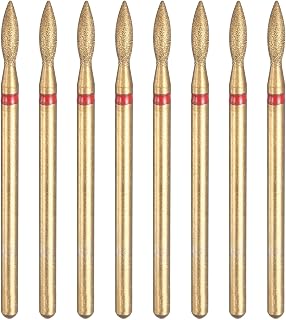 HARFINGTON 8pcs 200-230 Grits Diamond Grinding Bit 2.3mm Oval Head 2.35mm Shank 8mm Length Titanium Plated Stone Sanding Drill Bits Rotary Tool for Nails Grinding Polishing