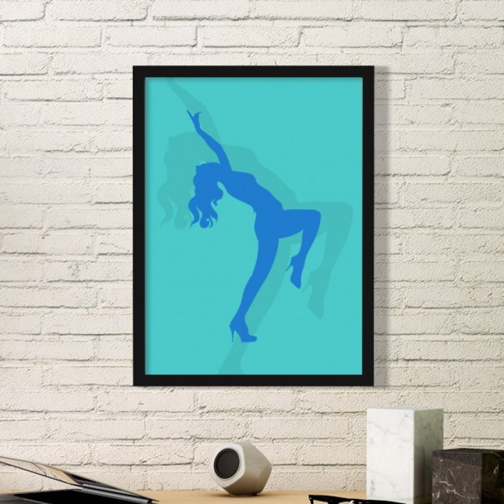 Art bleu danses plump fille peinture cadre photo rectangle bois noir