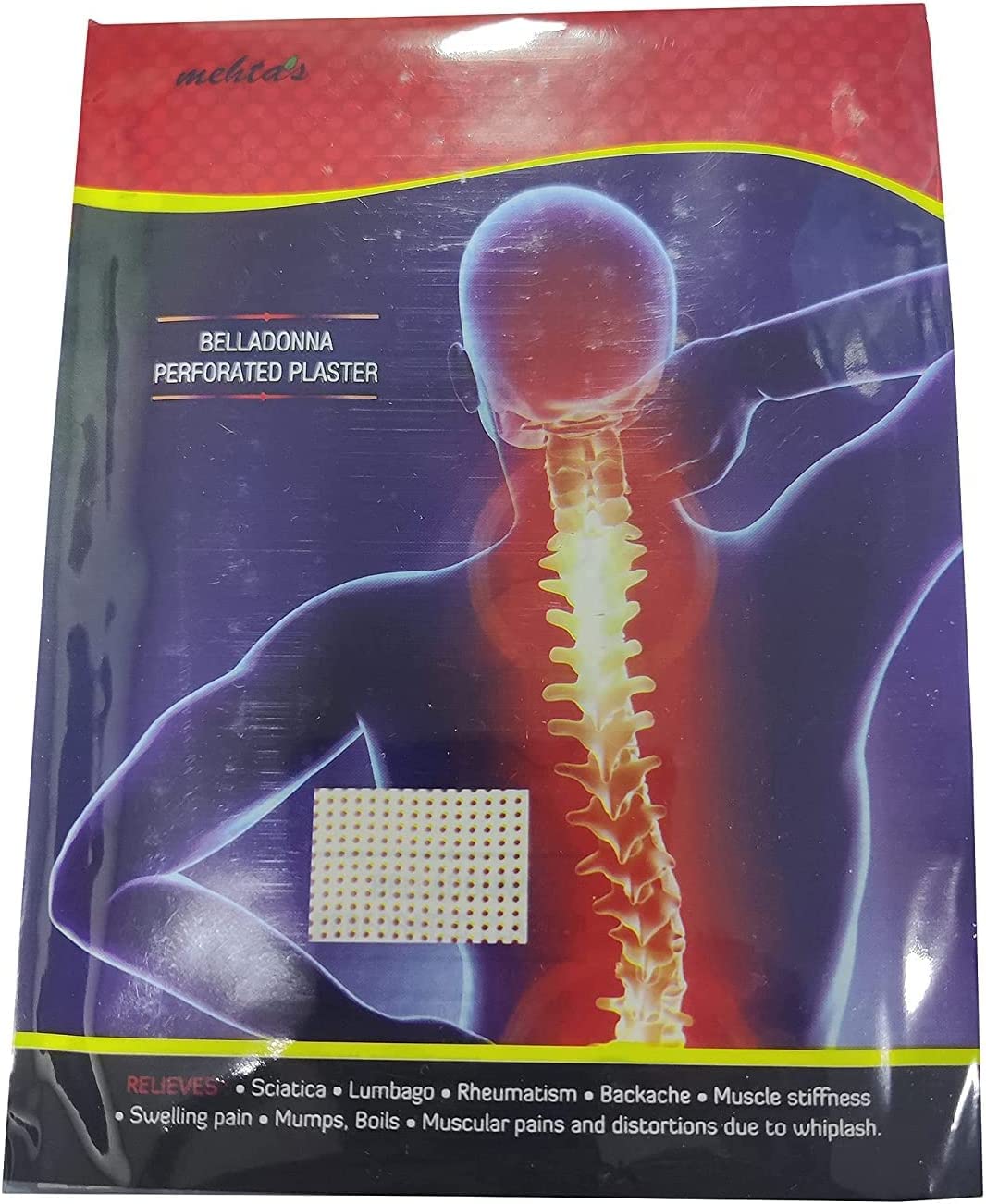 NACHT Mehta's Belladonna Perforated Plaster (10cm x 16cm) - 10 Sheets x Pack of 1