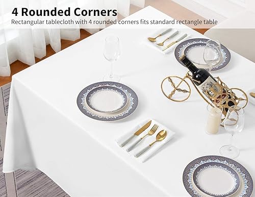 Miniatura 5 de Surmente Mantel rectangular de poliéster de 90 x 132 pulgadas para bodas, banquetes o restaurantes (negro, paquete de 5)