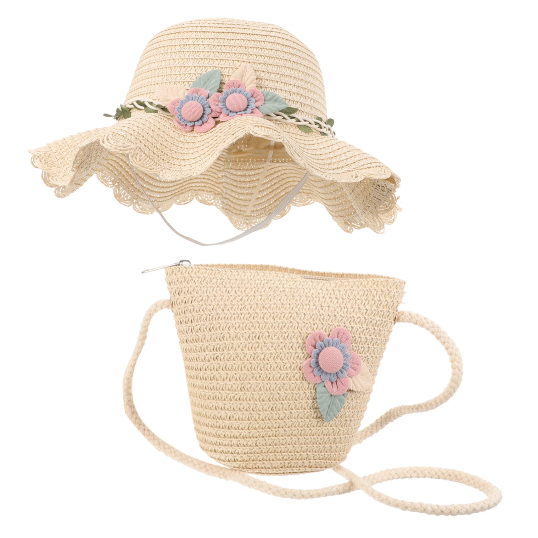 Strandhut Für Mädchen Stroh Kind Fischerhut Für Mädchen Sommermützen Mädchen Hut Babymützen Sonnenhut Cowgirl-Hut Kappe Tasche Sommer Strandhüte Bademütze Mädchen Hüte
