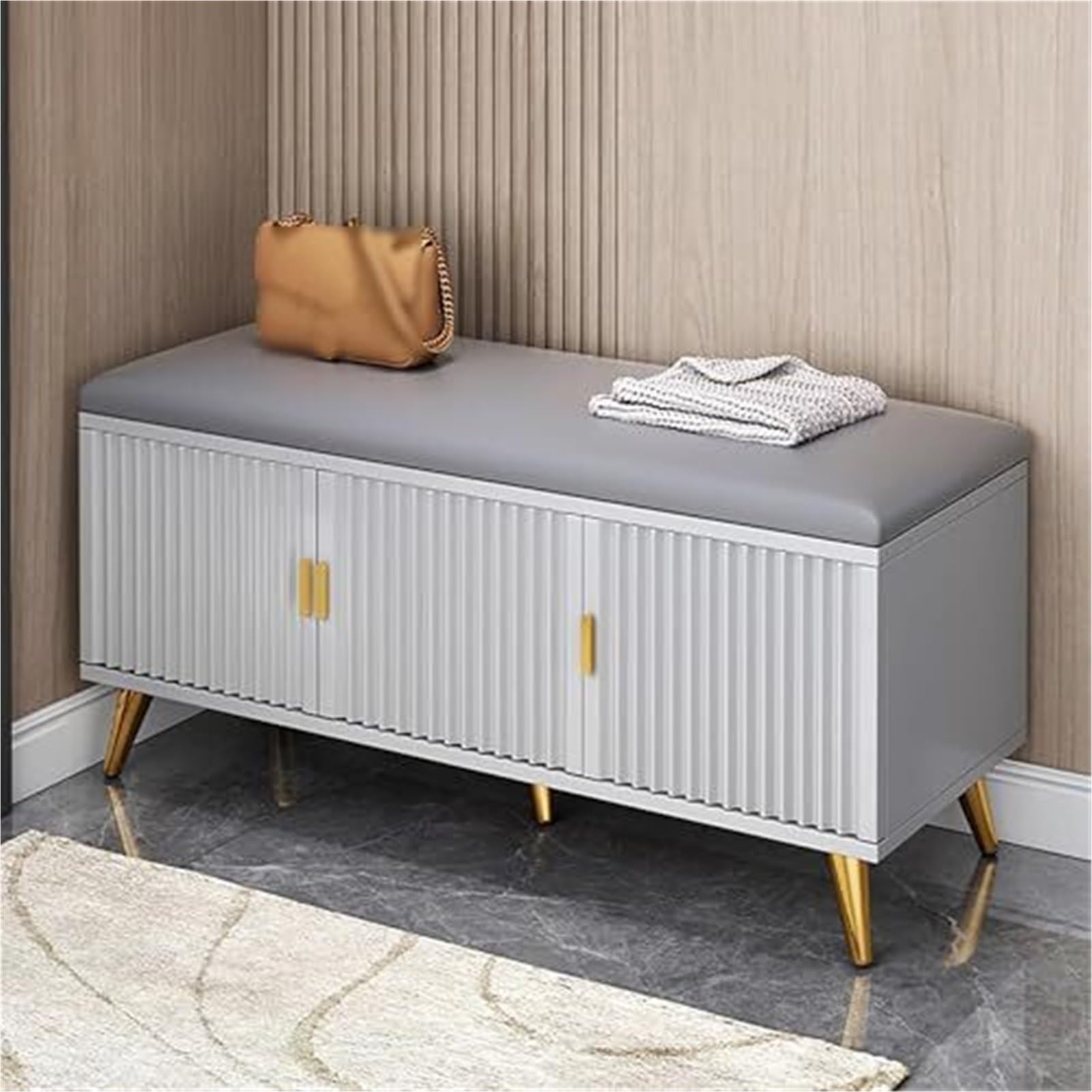 GHFXSCV Wooden Shoe Rack with Bench - Entryway Shoe Storage Cabinet for Bedroom, Hallway, Living Room, and Dormitory - Stylish and Functional nizer