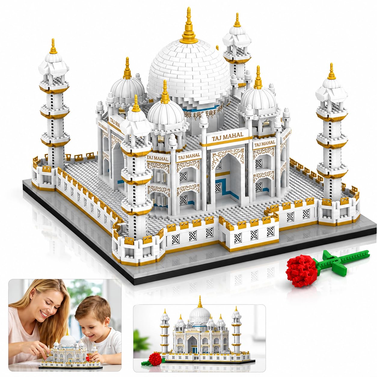 Magicwand® DIY 4036 Pcs TAJ Mahal Building Blocks with Rose for Kids & Adults【14 Yrs & Up】【Pack of 1】【White】-picture-27