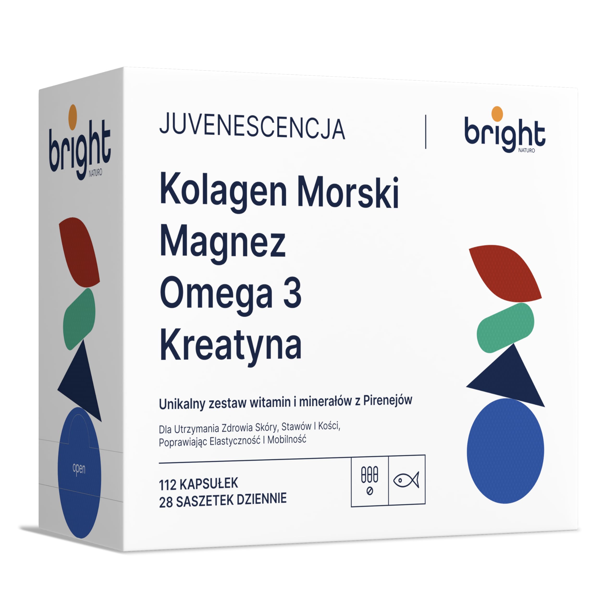 Kolagen morski z kwasem hialuronowym, magnezem, Omega 3 TG, monohydratem kreatyny - SmartAbsorb™ | dla zdrowia skóry, ruchomości stawów i energii | 28 saszetek dziennie