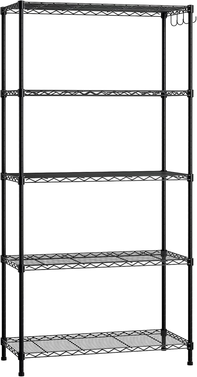 WORKPRO Storage Shelves, 5 Tier Metal Shelving Unit, Garage Wire Rack, Standing