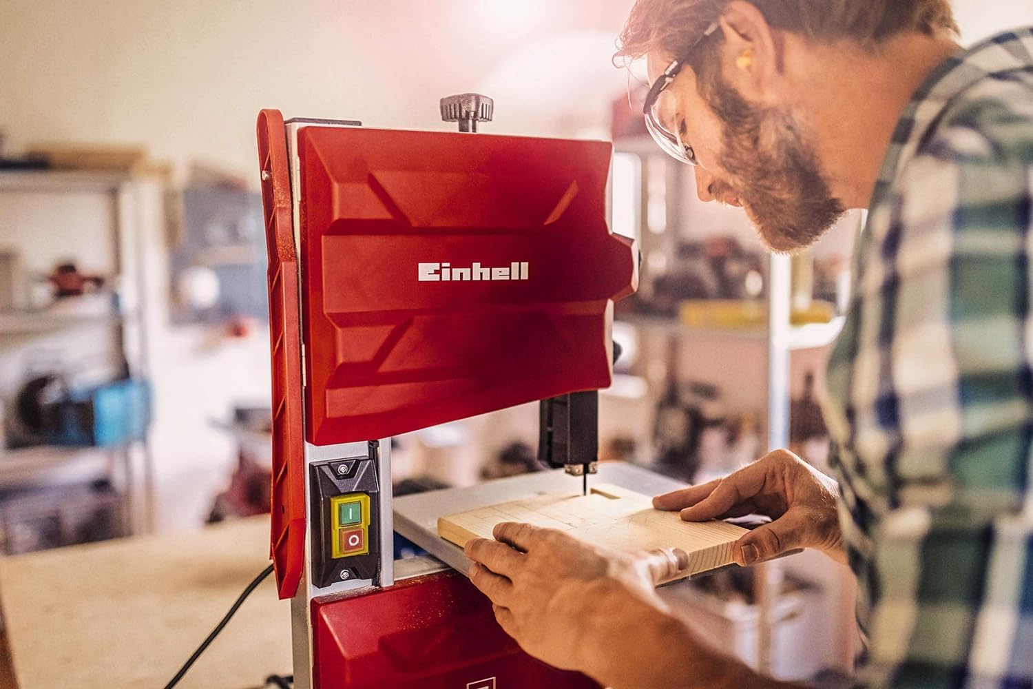 Einhell Electric Bandsaw - 200mm Bench Saw With 45° Tiltable Metal Work Table For Mitre Cuts, Parallel Stop, Dust Extraction - TC-SB 200/1 Portable Band Saw For Woodworking, Crafting And DIY