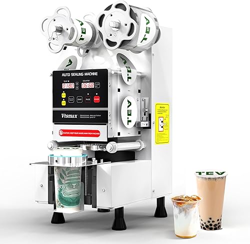 Miniatura 9 de Máquina automática de sellado de tazas 90/3.740 in, 500-700 tazas/H sellador eléctrico de tazas con panel LCD de conteo para té de burbujas, leche,