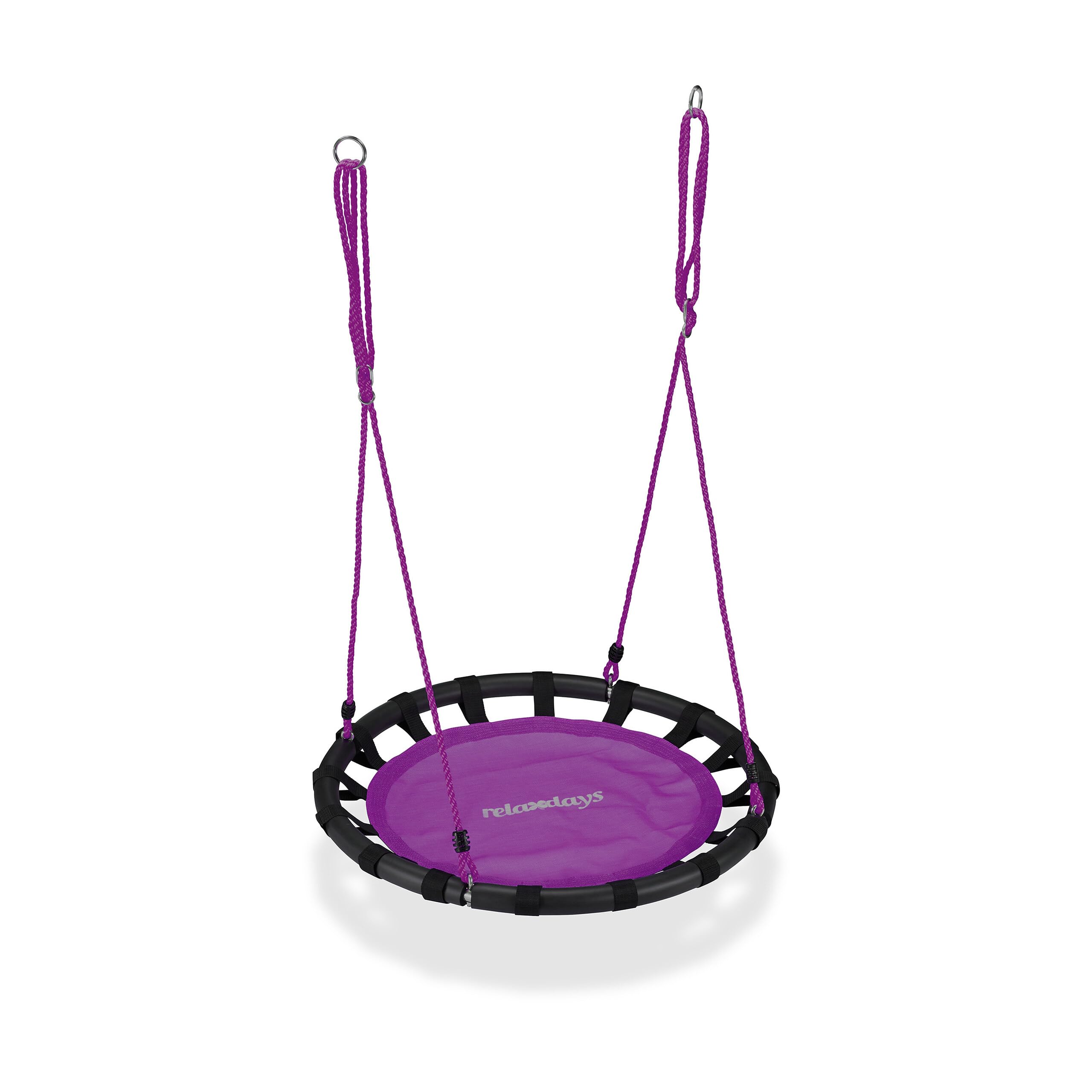 Relaxdays Adjustable Height Garden Nest Swing for Children and Adults, up to 100 kg, Purple, ø 80 cm