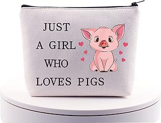 Funny Pig Cosmetic Bag Animal Lover Gift Just A Girl Who Loves Pigs Makeup Zipper Pouch Bag Pig Lover Gifts (Who Loves Pigs)